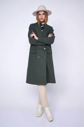 'ALE γυναικείο παλτό με σταυρωτό κλείσιμο - 8917758 Χακί S